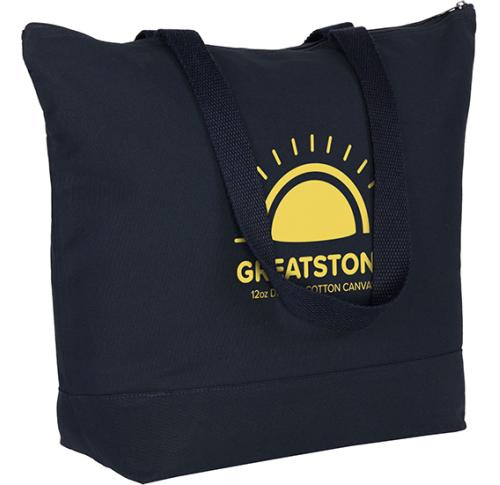 Greatstone Eco 12oz (405gsm) Cotton Deluxe Zipped Tote Bag Custom Logo